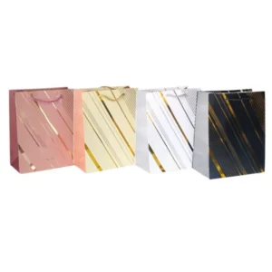 Bolsa Regalo 32 X 26 X 10 Cm Dorado Lineas