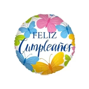 Globo Metalizado Feliz Cumpleaños Mariposas Colores 18"