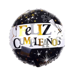 Globo Metalizado Feliz Cumpleaños Negro 18"