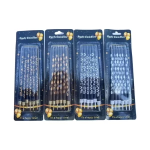 VELA DECORATIVA X 6 UND ESTAMPADA NEGRA